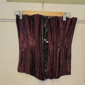 Victoria Secret Elegant Burgundy Corset with Black Lace